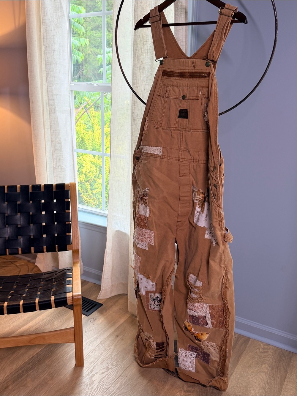 Custom HandMade Rust Brown Patchwork Women's Overalls